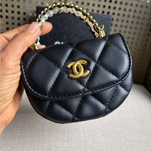 GWP cc Black Quilted Mini Bag with Gold Accent